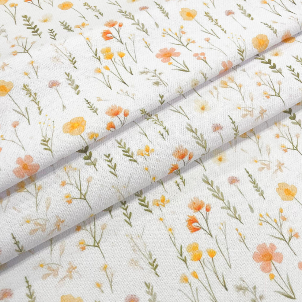 Flanela Cueiro Estampa Exclusiva JLM Coleção Ramos Florais 100% Algodão 0,78M Largura - Tons de amarelo