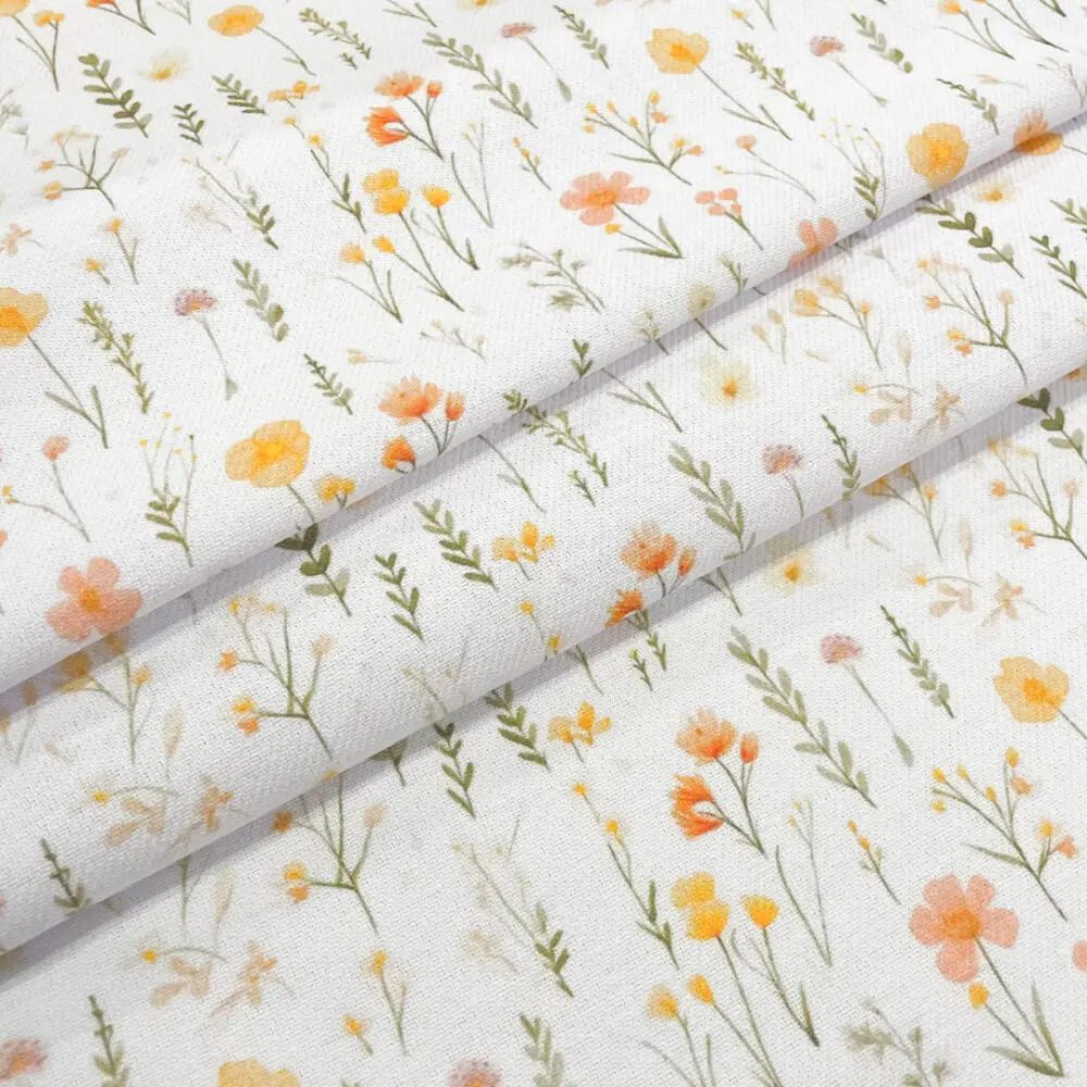 Flanela Cueiro Estampa Exclusiva JLM Coleção Ramos Florais 100% Algodão 0,78M Largura - Tons de amarelo