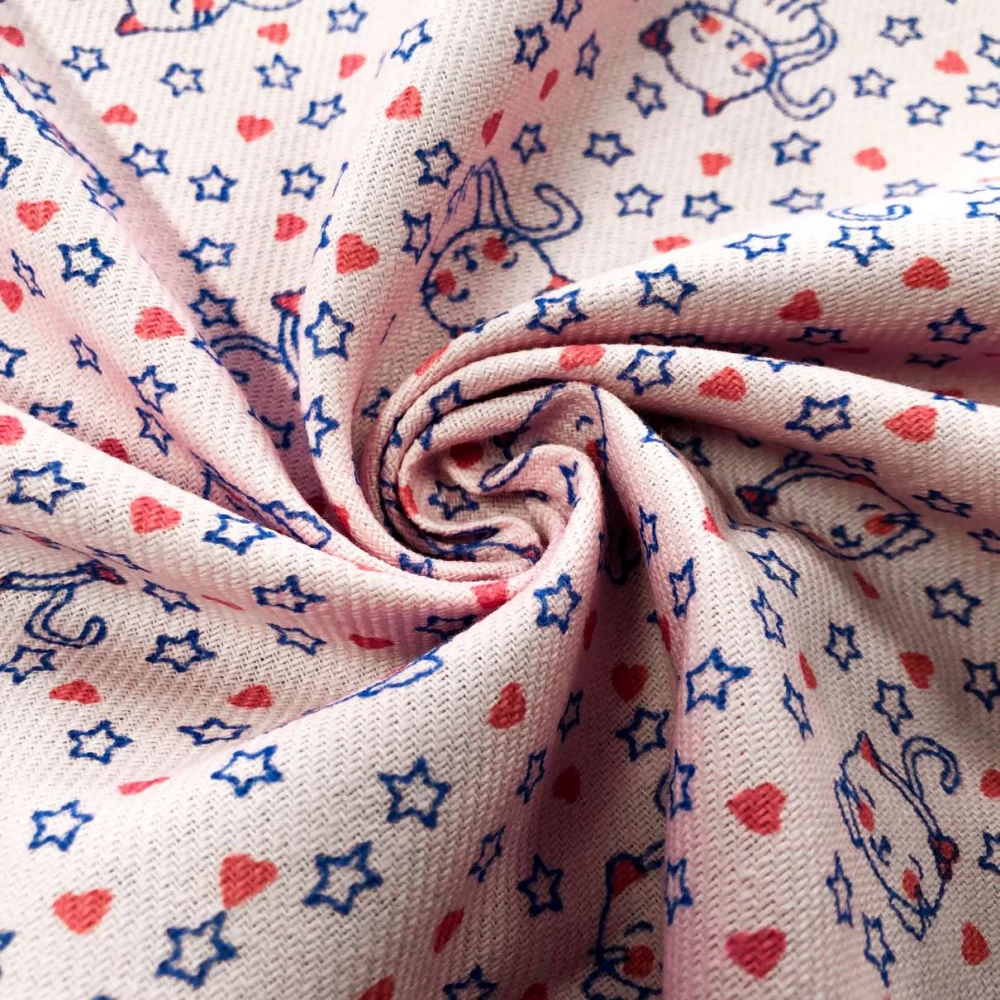 Flanela Cueiro Estampada - Gatinha Feliz - 100% Algodão - Variante 2 Flanela Cueiro Estampada - Gatinha Feliz - 100% Algodão - Variante 2