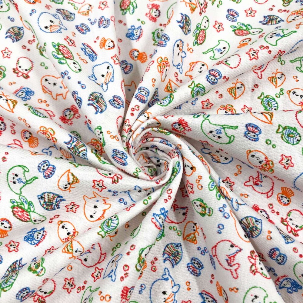 Flanela Cueiro Estampada Peixinhos 100% Algodão 0,78m Largura - Variante 1