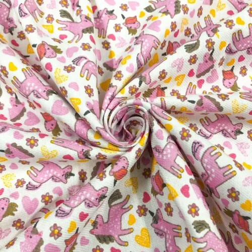 Flanela Cueiro Estampada Unicórnio Rosa 100% Algodão 0,78m Largura - Variante 1