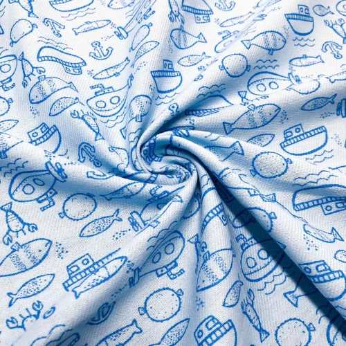 Flanela Cueiro Estampado Submarino 100% Algodão - Variante 1 Flanela Cueiro Estampado Submarino 100% Algodão - Variante 1