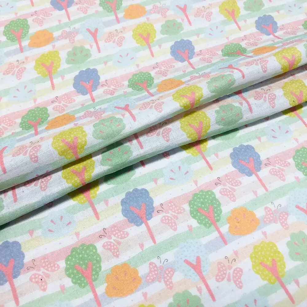 Fralda Estampa Exclusiva JLM Árvores Candy Color 100% Algodão 0,75m Largura - Variante 1