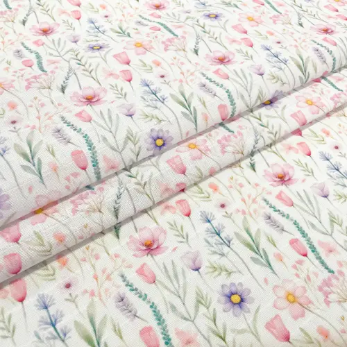 Fralda Estampa Exclusiva JLM Coleção Ramos Florais 100% Algodão 0,75m Largura - Tons de rosa