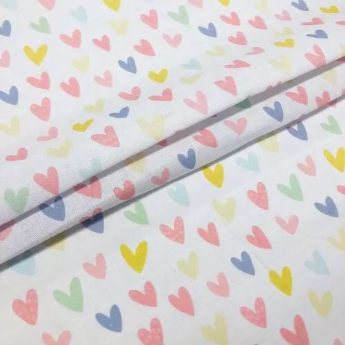 Fralda Estampa Exclusiva JLM Coração Colorido 100% Algodão 0,75m Largura - Variante 1 Fralda Estampa Exclusiva JLM Coração Colorido 100% Algodão 0,75m Largura - Variante 1