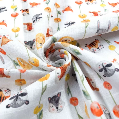 Fralda Estampa Exclusiva JLM Rostinhos Animais 100% Algodão 0,75m Largura - Variante 1 Fralda Estampa Exclusiva JLM Rostinhos Animais 100% Algodão 0,75m Largura - Variante 1