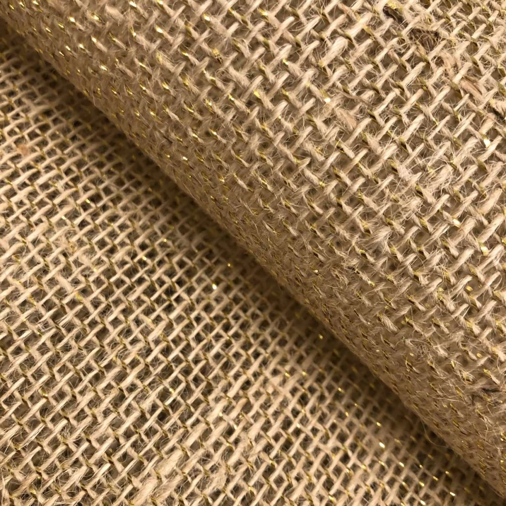 Juta Colorida - 100% Juta - 1,00m largura - Natural com ouro Juta Colorida - 100% Juta - 1,00m largura - Natural com ouro