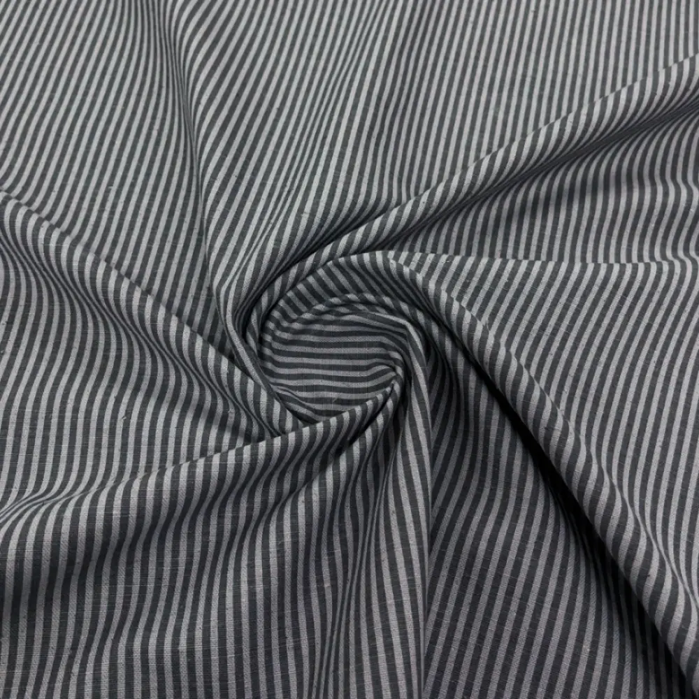 Linho Estampado Premium Listras 80% Algodão 20% Linho - Cinza Linho Estampado Premium Listras 80% Algodão 20% Linho - Cinza
