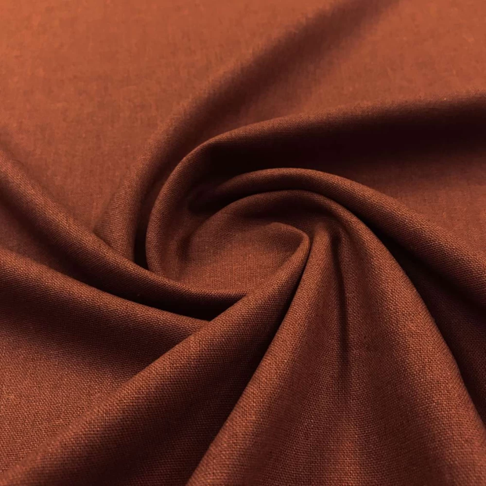 Linho Misto Liso Pré Lavado 55% Linho 45% Viscose 1,33m Largura - Telha Linho Misto Liso Pré Lavado 55% Linho 45% Viscose 1,33m Largura - Telha