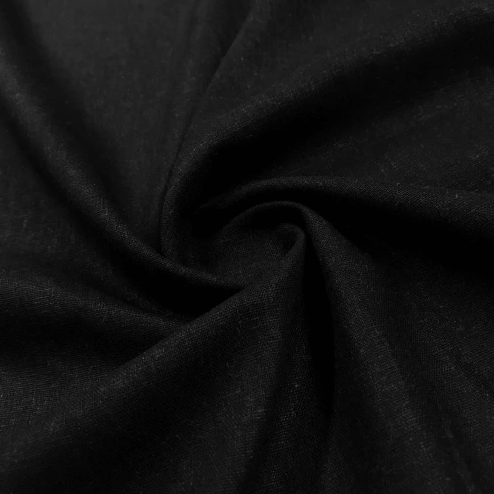 Linho Misto Liso Pré Lavado 55% Linho 45% Viscose 1,33m Largura - Preto Linho Misto Liso Pré Lavado 55% Linho 45% Viscose 1,33m Largura - Preto