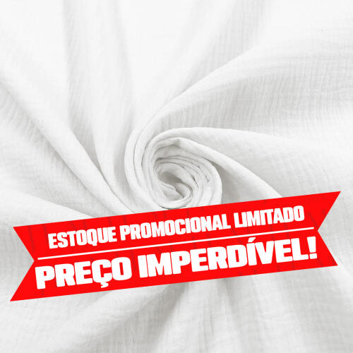 Lote Promocional Fralda Gaze de Algodao Musselina Dupla 100% Algodão 1,32m Largura - Branco