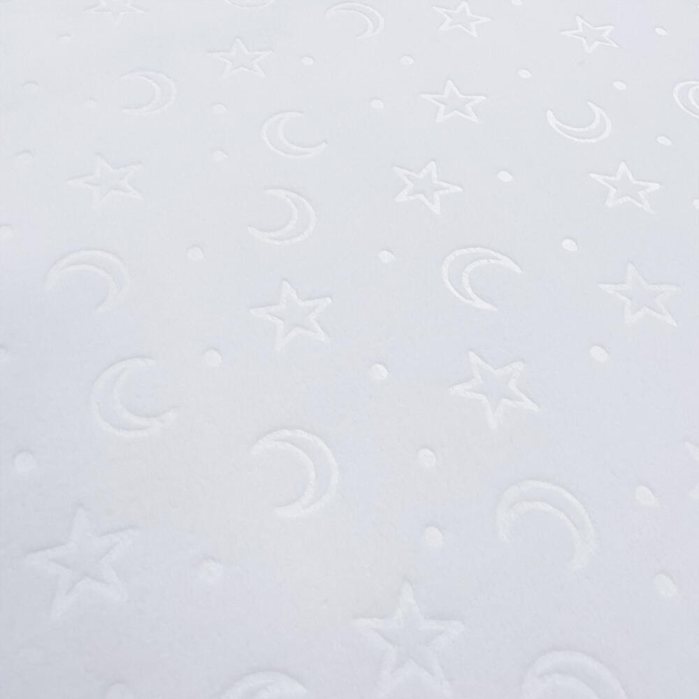 Manta Fleece Calandrada Infantil Lua e Estrela 100% Poliéster 1,60m Largura - Branco