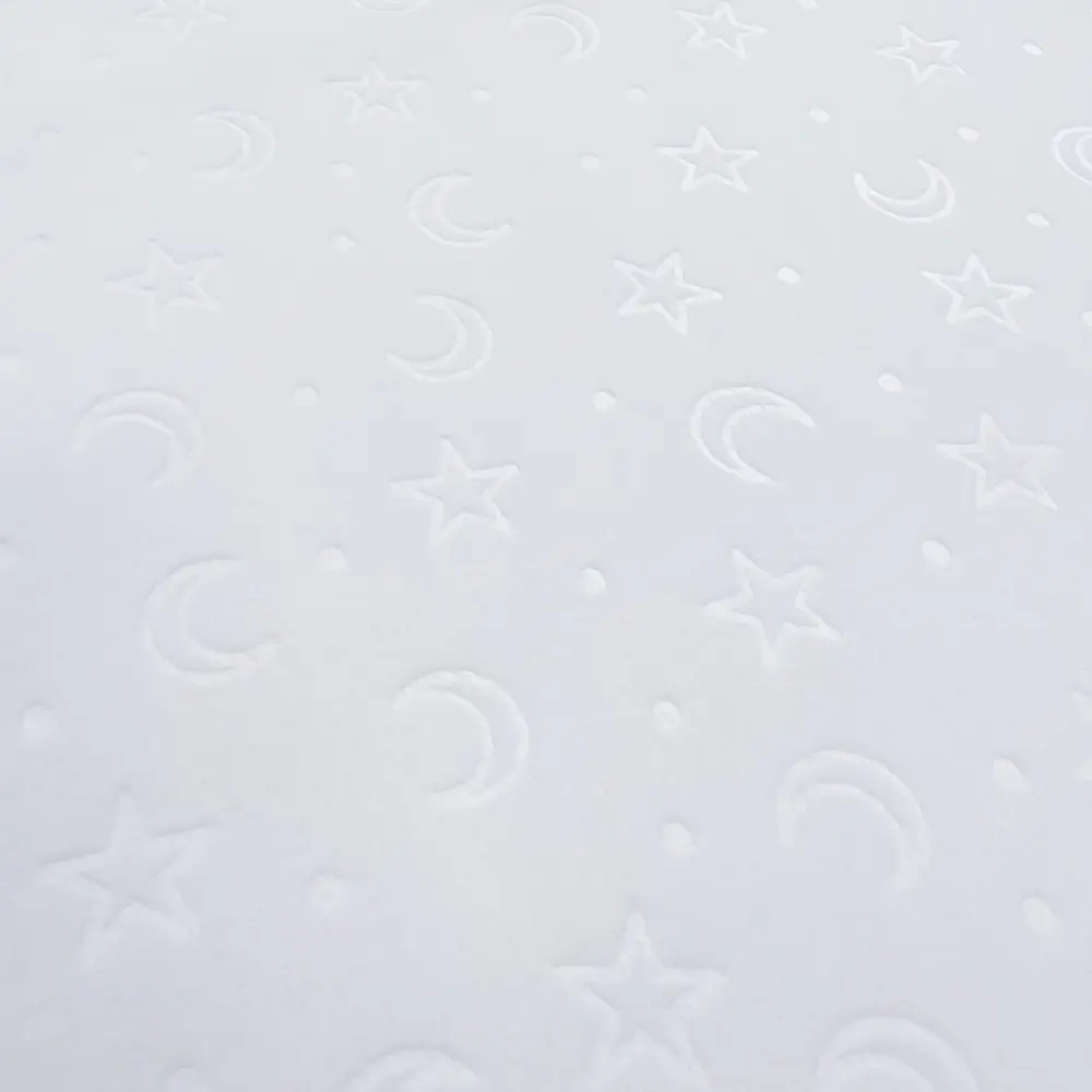 Manta Fleece Calandrada Infantil Lua e Estrela 100% Poliéster 1,60m Largura - Branco
