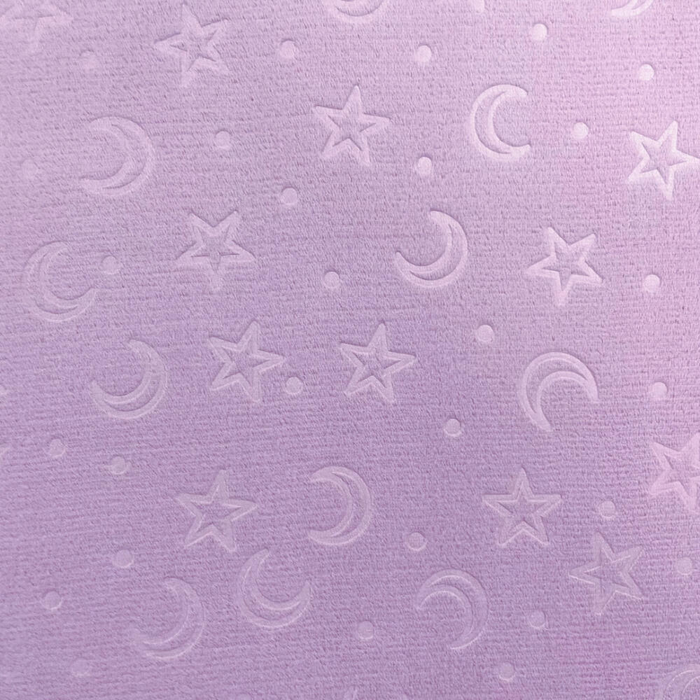 Manta Fleece Calandrada Infantil Lua e Estrela 100% Poliéster 1,60m Largura - Lilás