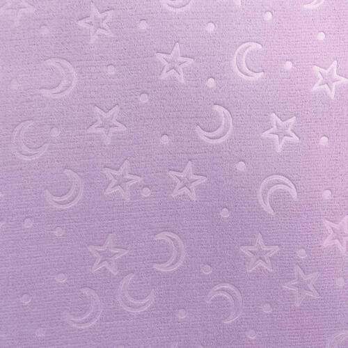 Manta Fleece Calandrada Infantil Lua e Estrela 100% Poliéster 1,60m Largura - Lilás