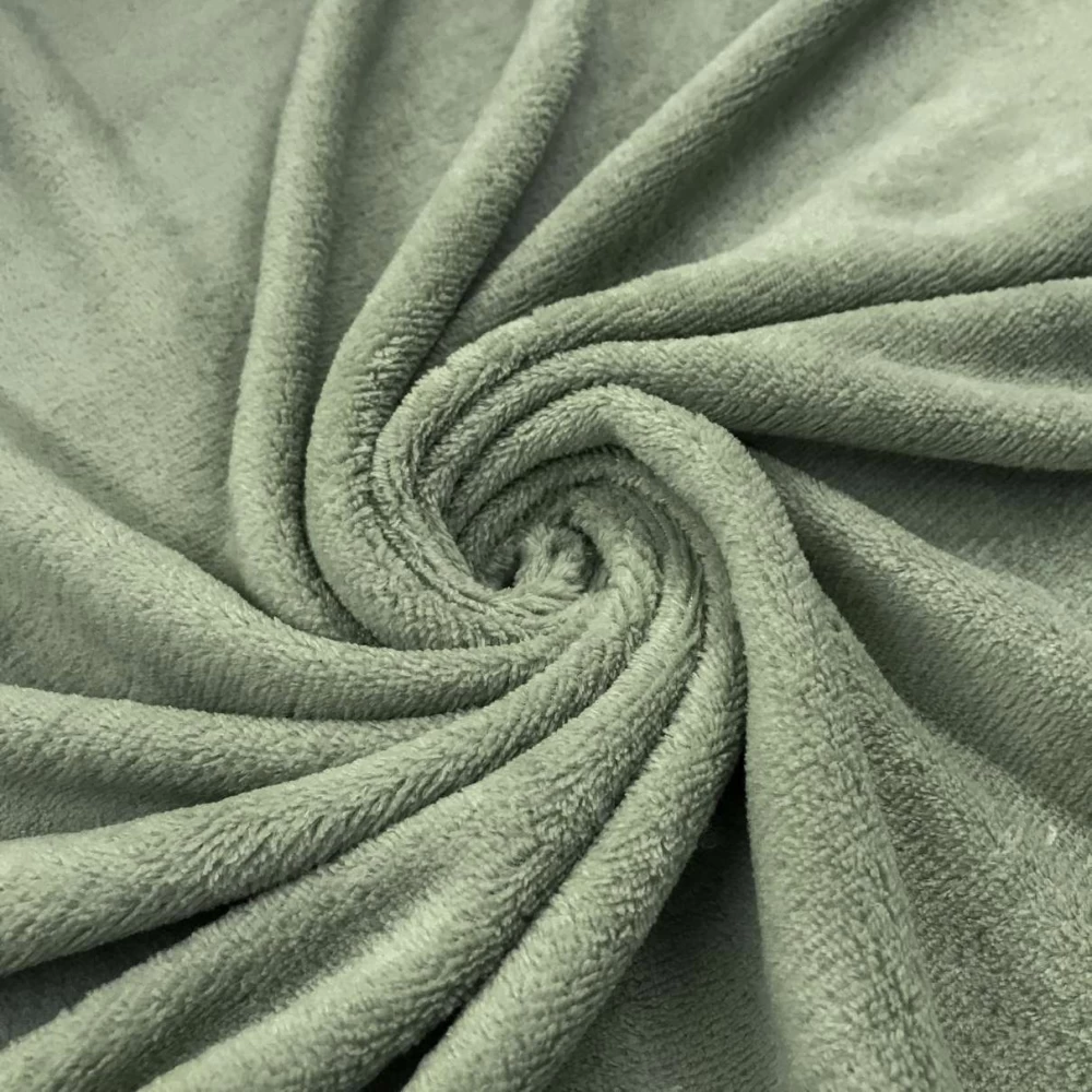 Manta Fleece Flanelada Lisa - 100% Poliéster - 2,5m Largura - Verde envelhecido