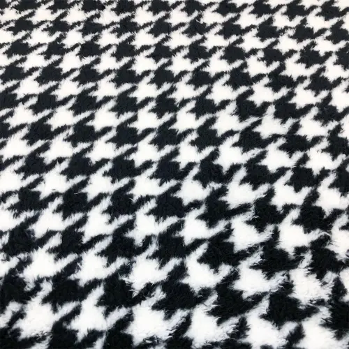 Manta Sherpa Estampada 100% Poliéster 1,60m Largura - Pied de poule