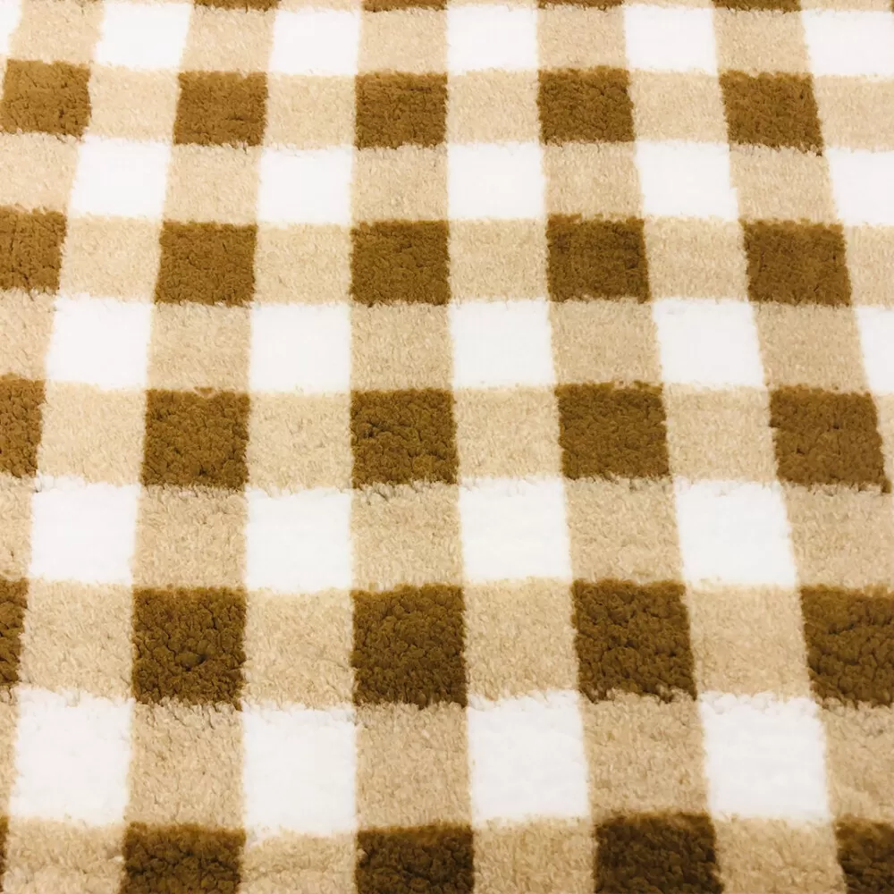 Manta Sherpa Estampada 100% Poliéster 1,60m Largura - Bege com branco Manta Sherpa Estampada 100% Poliéster 1,60m Largura - Bege com branco