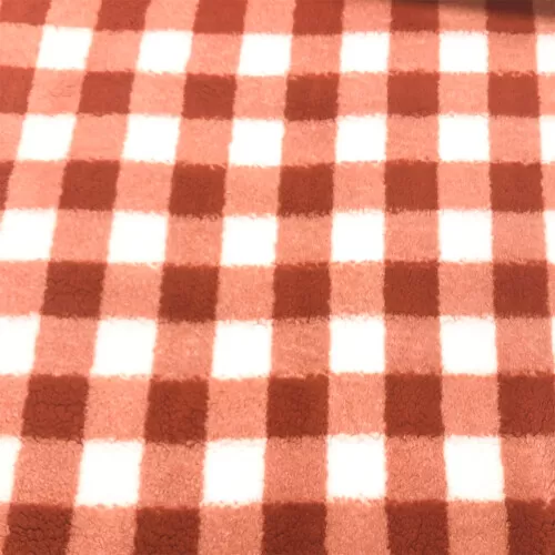 Manta Sherpa Estampada 100% Poliéster 1,60m Largura - Vermelho com branco