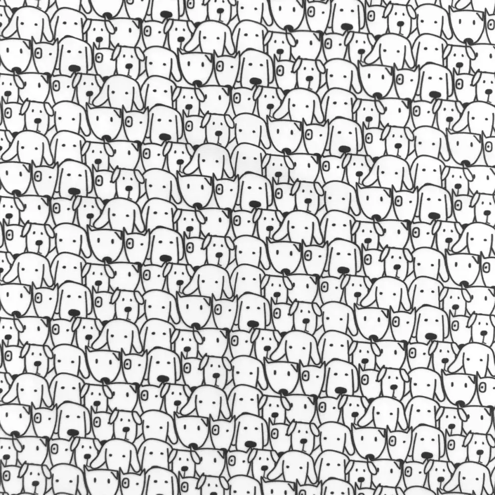 Microfibra Digital (Tactel) - Dogs Preto e Branco - 100% Poliéster - Variante 1