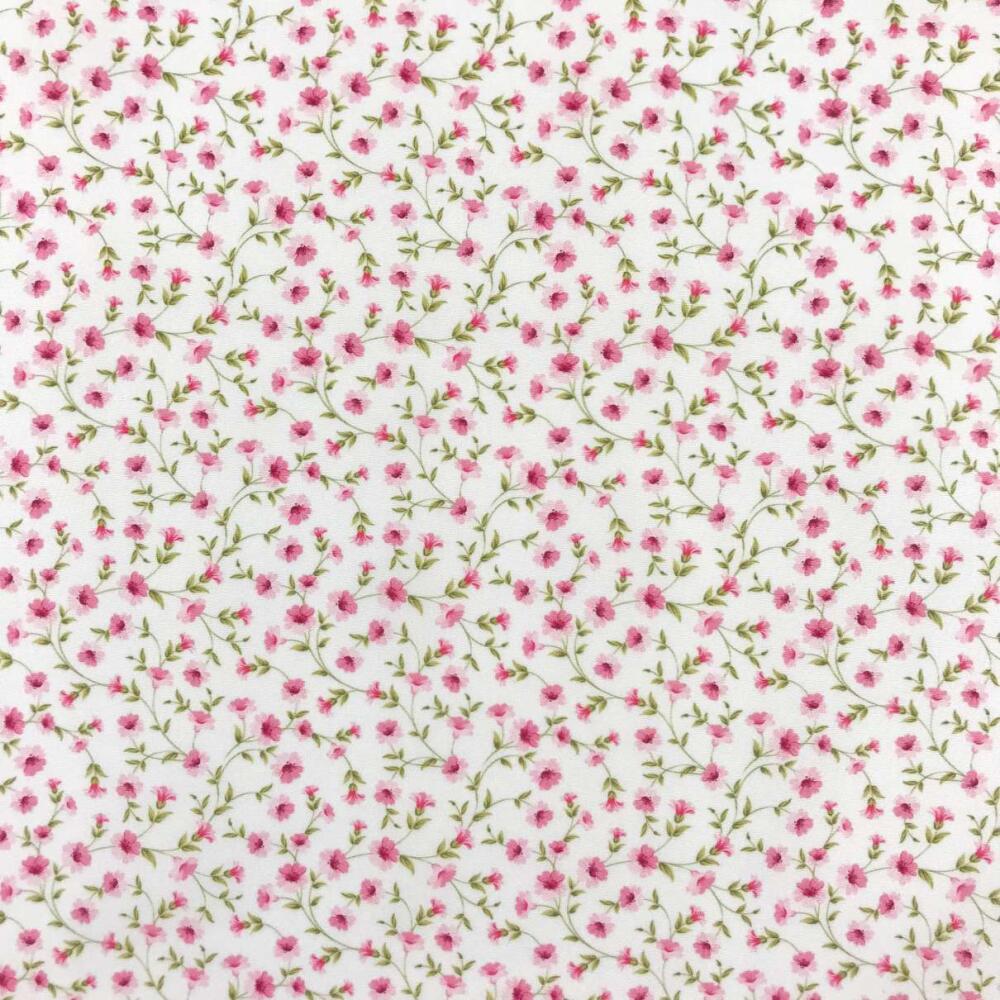 Microfibra Digital (Tactel) - Flores Românticas - 100% Poliéster - Variante 1