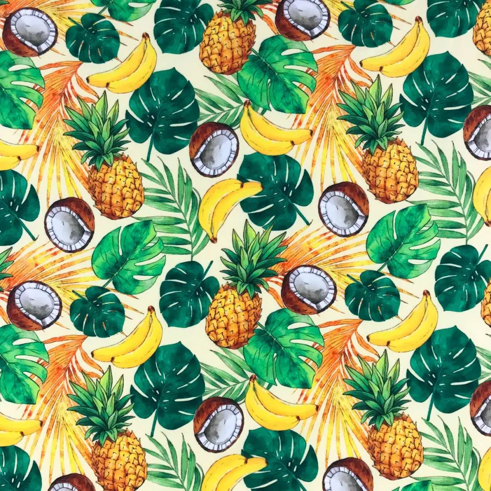 Microfibra Digital (Tactel) - Frutas Tropicais - 100% Poliéster - Variante 1 Microfibra Digital (Tactel) - Frutas Tropicais - 100% Poliéster - Variante 1