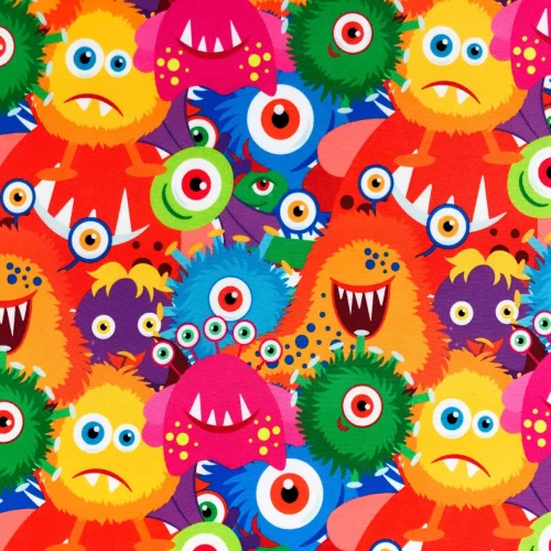 Microfibra Digital (Tactel) - Monstrinhos Colors - 100% Poliéster - Variante 1