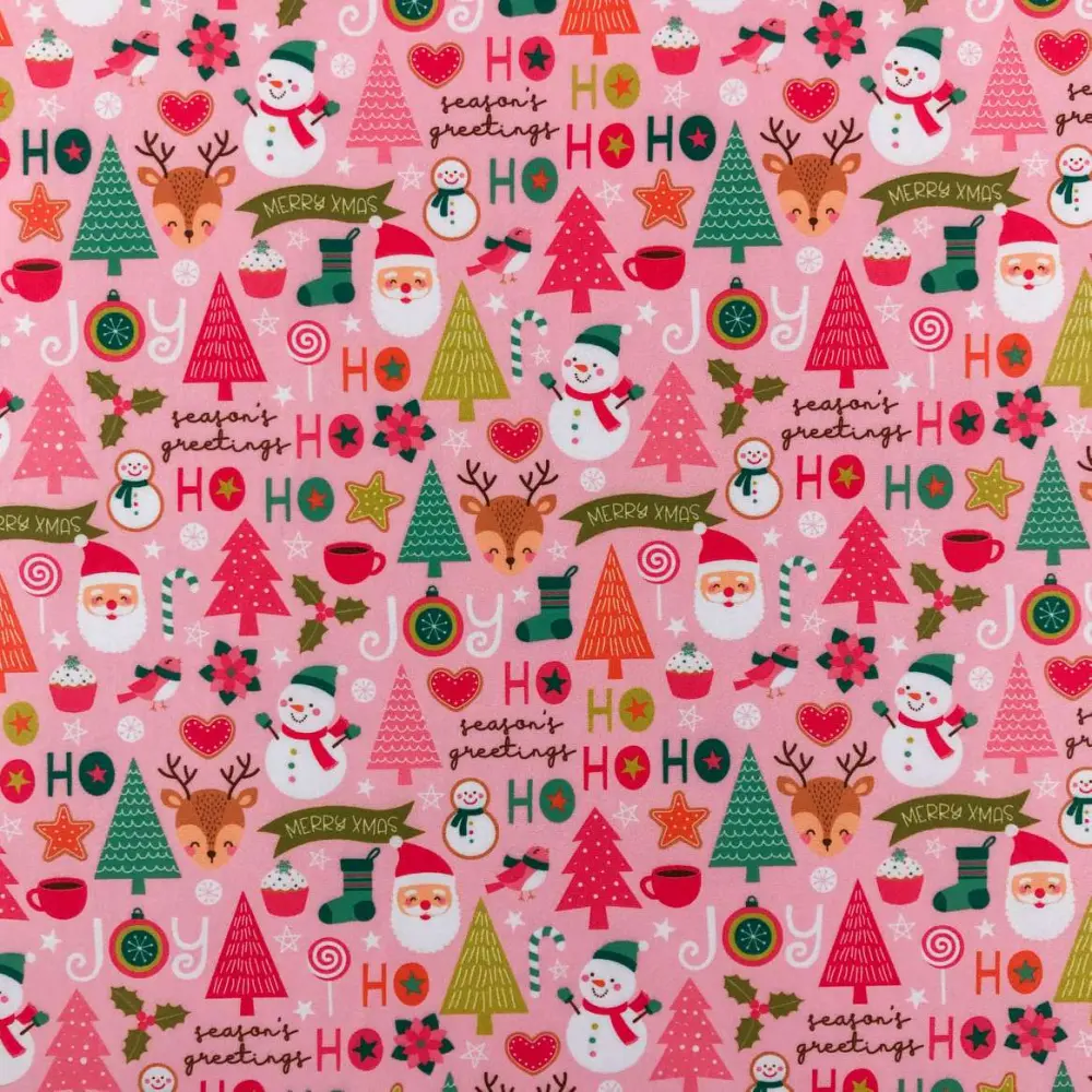 Microfibra Digital (Tactel) - Natal Rosa Candy - 100% Poliéster - Variante 1 Microfibra Digital (Tactel) - Natal Rosa Candy - 100% Poliéster - Variante 1