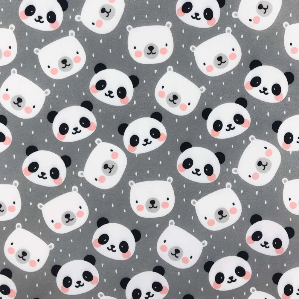 Microfibra Digital (Tactel) - Pandinha e Urso - 100% Poliéster - Variante 1