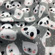 Microfibra Digital (Tactel) - Pandinha e Urso - 100% Poliéster - Variante 1