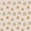 Microfibra Tactel Digital Estampa Exclusiva Arco Iris Boho Fundo Bege 100% Poliéster - Variante 1
