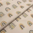 Microfibra Tactel Digital Estampa Exclusiva Arco Iris Boho Fundo Bege 100% Poliéster - Variante 1