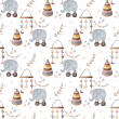 Microfibra Tactel Digital Estampa Exclusiva Coleção Elefantinho e Arco Iris Boho 100% Poliéster - Fundo branco