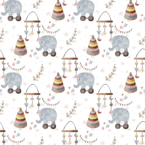 Microfibra Tactel Digital Estampa Exclusiva Coleção Elefantinho e Arco Iris Boho 100% Poliéster - Fundo branco Microfibra Tactel Digital Estampa Exclusiva Coleção Elefantinho e Arco Iris Boho 100% Poliéster - Fundo branco