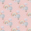 Microfibra Tactel Digital Estampa Exclusiva Coleção Elefantinho e Arco Iris Boho 100% Poliéster - Fundo rosa