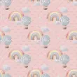 Microfibra Tactel Digital Estampa Exclusiva Coleção Elefantinho e Arco Iris Boho 100% Poliéster - Fundo rosa
