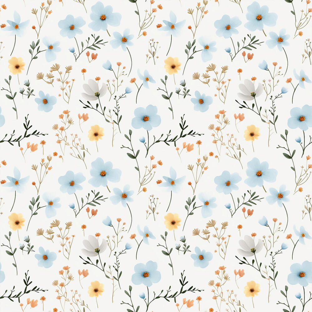 Microfibra Tactel Digital Estampa Exclusiva Coleçao Floral 100% Poliéster - Azul