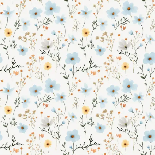 Microfibra Tactel Digital Estampa Exclusiva Coleçao Floral 100% Poliéster - Azul