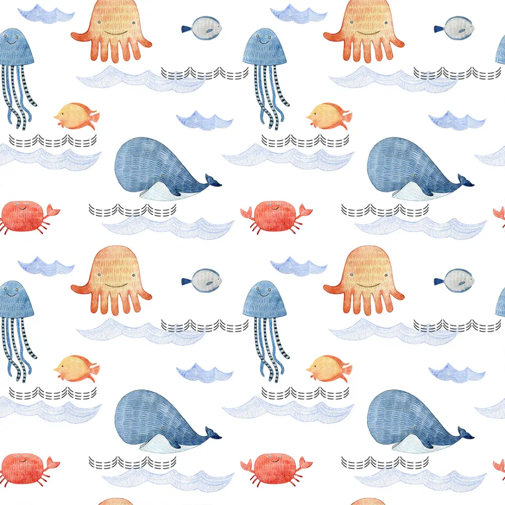 Microfibra Tactel Digital Estampa Exclusiva Coleção Fundo do Mar 100% Poliéster - Animais
