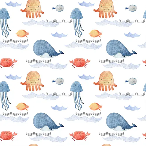 Microfibra Tactel Digital Estampa Exclusiva Coleção Fundo do Mar 100% Poliéster - Animais