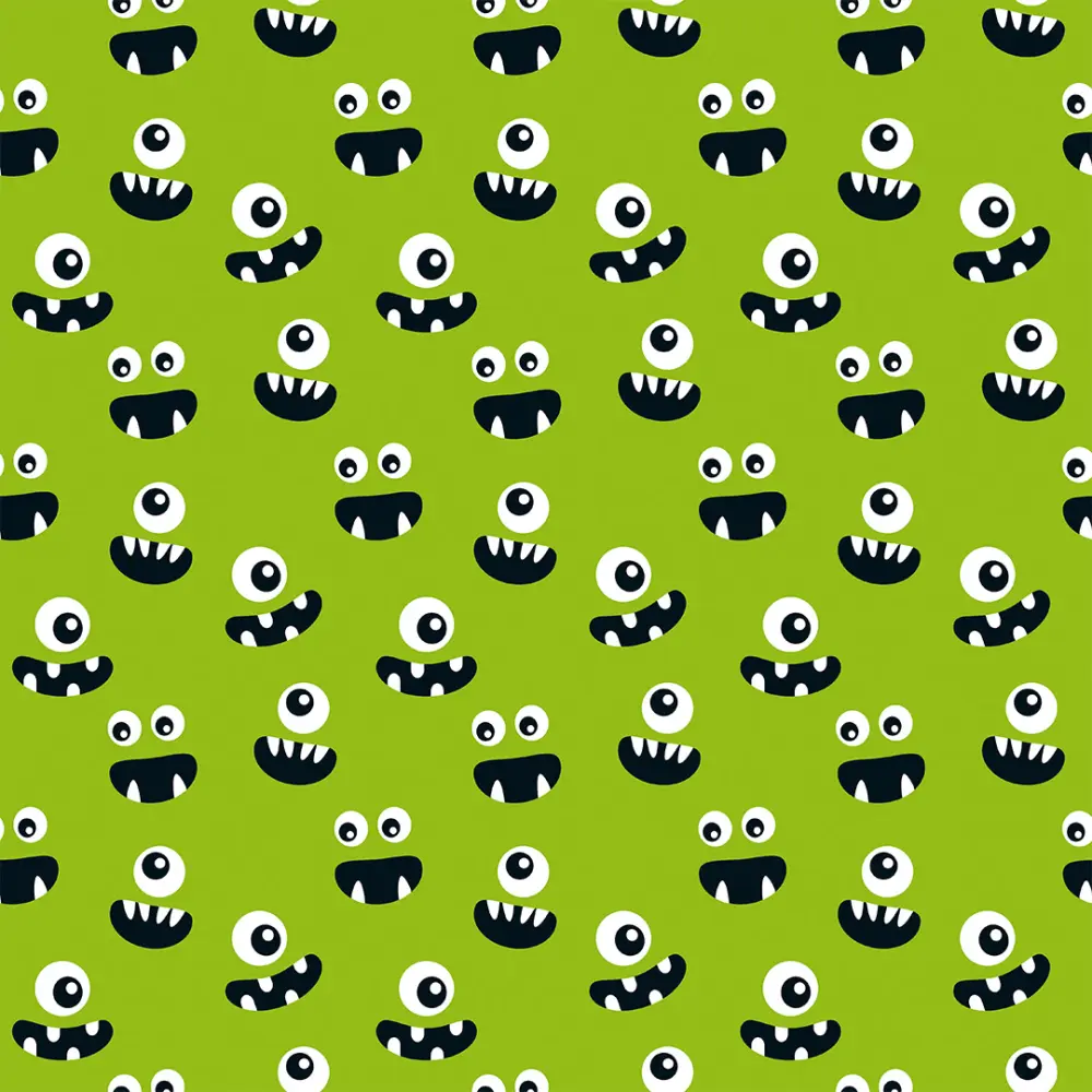 Microfibra Tactel Digital Estampa Exclusiva Coleção Monstrinhos 100% Poliéster - Fundo verde