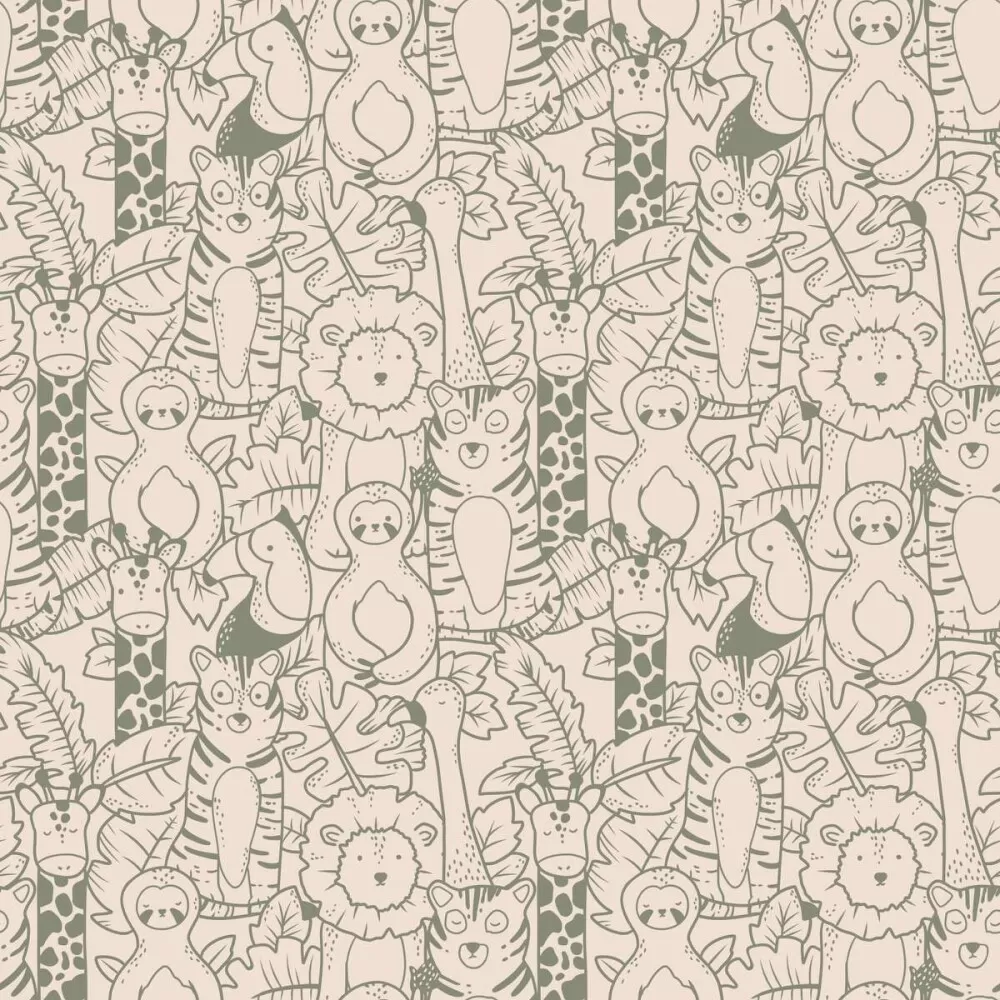 Microfibra Tactel Digital Estampa Exclusiva Selva Contorno Animais 100% Poliéster - Variante 1