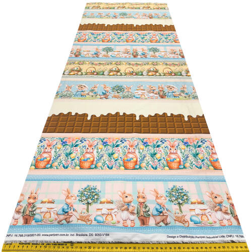 Painel Barrado Tricoline Pascoa Chocolate 0,55 x 1,50m - Variante 1