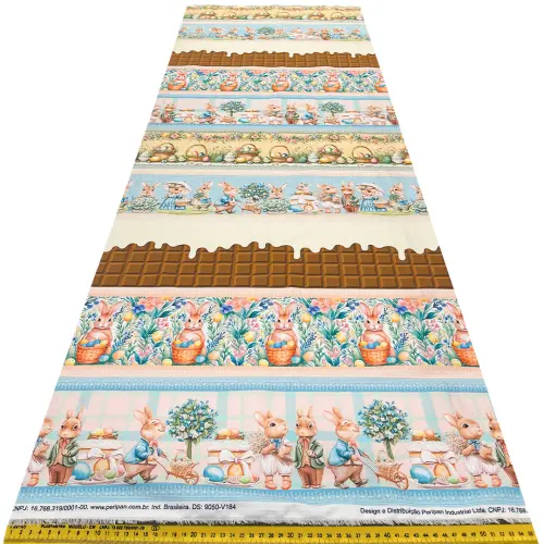 Painel Barrado Tricoline Pascoa Chocolate 0,55 x 1,50m - Variante 1