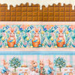 Painel Barrado Tricoline Pascoa Chocolate 0,55 x 1,50m - Variante 1
