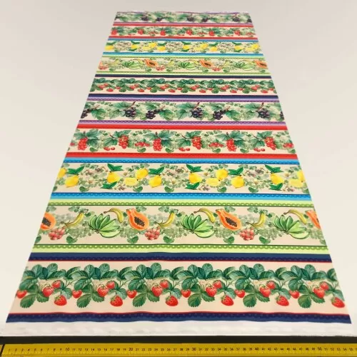 Painel Tricoline Digital Barrado 5 Frutas 0,55 x 1,50m 10 Faixas - Variante 1 Painel Tricoline Digital Barrado 5 Frutas 0,55 x 1,50m 10 Faixas - Variante 1