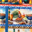 Painel Tricoline Digital Barrado Cervejas e Churrasco 0,55 x 1,50m - Variante 1