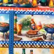 Painel Tricoline Digital Barrado Cervejas e Churrasco 0,55 x 1,50m - Variante 1