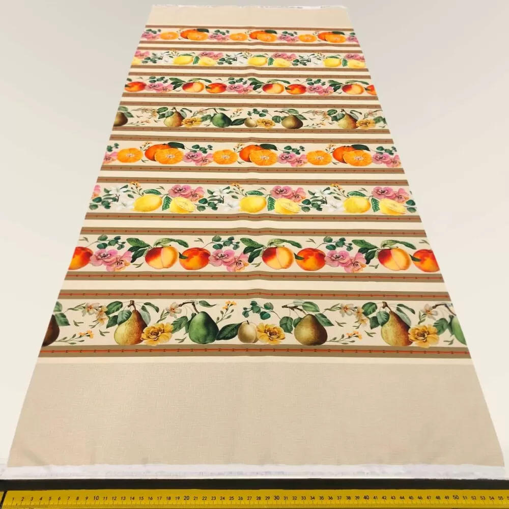 Painel Tricoline Digital Barrado Flor e Fruta 0,55 x 1,50m 10 Faixas - Variante 1 Painel Tricoline Digital Barrado Flor e Fruta 0,55 x 1,50m 10 Faixas - Variante 1