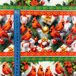 Painel Tricoline Digital Fernando Maluhy Barrado Natal Pássaros Cardeal 0,55 x 1,50m - C01